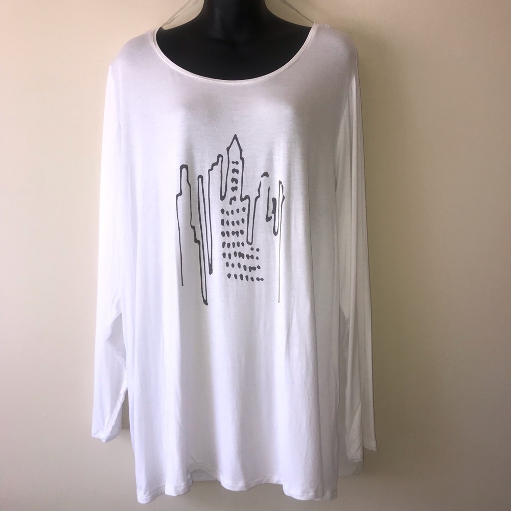 CB Sunday white long sleeve design tee 3x